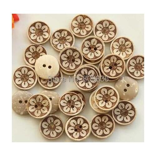 50pcs/lot Size:13-18mm Flower Design Coconut Buttons Sewing Wooden Buttons 2-holes for Garment Scarpbooking(SS-503)