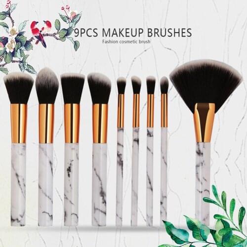 9pcs/Set Professional Marble Patten Makeup Brush Set Powder Foundation Eyeshadow Lip Make Up Brushes Set Beauty Tool Maquiagem