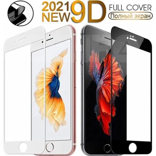9D Safety Full Protective Glass For iPhone 7 8 6 6S SE 2020 Tempered Screen Protector Glass iPhone 6 6S 7 8 Plus Glass Film Case