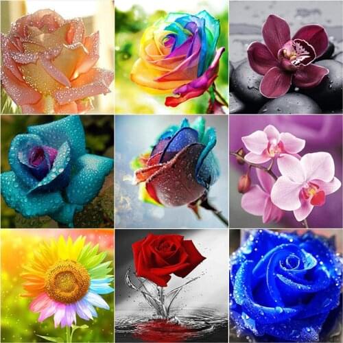 New 5D DIY Diamond Painting Rose Flower Diamond Embroidery Scenery Cross Stitch Full Square Round Drill Crafts Home Decor Gift