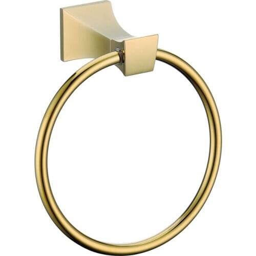 Free shipping gold finish square design towel ring