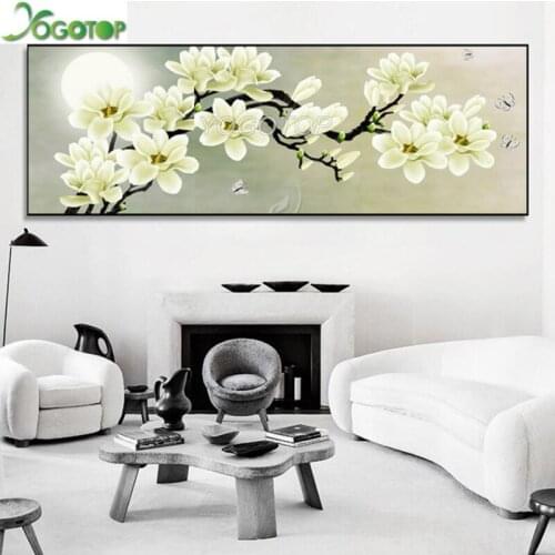 Large 5D Diy Full diamond painting beautiful flower Diamond Mosaic Rhinestone Embroidery cross stitch White magnolia YY4463