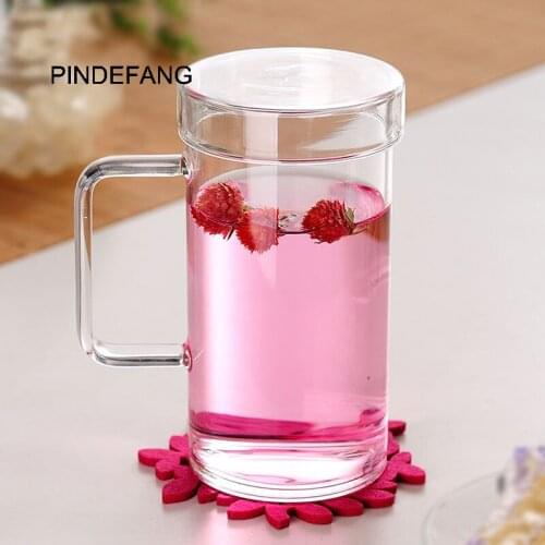 PINDEFANG 650ml Large Office Water Mug with Lid Heat-resistant Glass Cups Juice Bottle Birthday Gift Tea Tea Milk Mug Drinkware