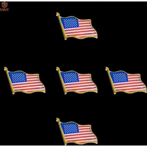 5Pcs American Flag Pin Leadership Costume Enameled Craft Butterfly Buckle Brooch Patriotism Souvenir Badge Collection