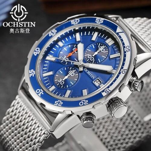 OCHSTIN Casual Sport Watches for Men Blue Top Brand Luxury Braided Strap Wrist Watch Man Clock Fashion Chronograph Wristwatch