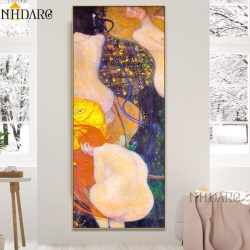 Danae, Gold Fish Artist Gustav Klimt Classic Artwork Posters And Prints Canvas Art Painting Wall Picture for Hallway Living Room