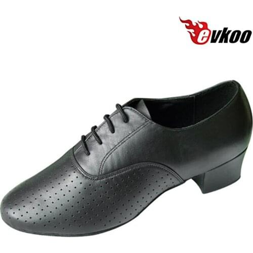 Evkoodance Modern Ballroom Dance Shoes 4cm heel For Man Made By Perforated Genuine Leather boys Latin Dance Shoes Evkoo-294
