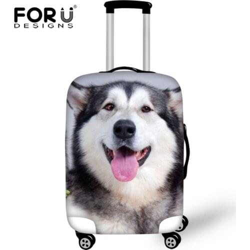 FORUDESIGNS Travel Luggage Cover Cute Husky Dog Print 18-32 inch Travel Case Cover Dust Elastic Dustproof Suitcase Covers B