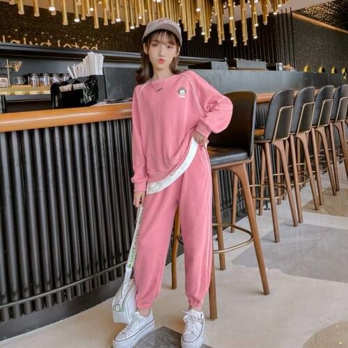 Young Children Tracksuit 2021 New Girls Autumn Sports Sets Clothes for Teenagers Casual Kids Sports Two-piece Suit 8 10 12 13 Y