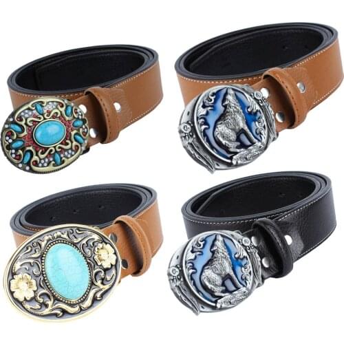 Western Belts Leather Straps Cowboy Cowgirl Vintage Fashion Women Men Casual 120cm, 4 Styles