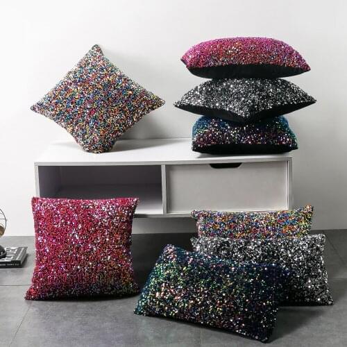 Colorful Sequins Cushion Cover 45x45cm Shiny Pillowcase Nordic Home Sofa Decoration Pillow Cover housse de coussin T596