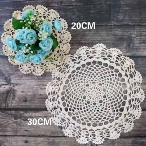 20/30CM Round Luxury Vintage Cotton Table Coaster Placemat Tablecloth Coffee Cup Glass Kitchen Dining Mat Pad Crochet Lace Doily