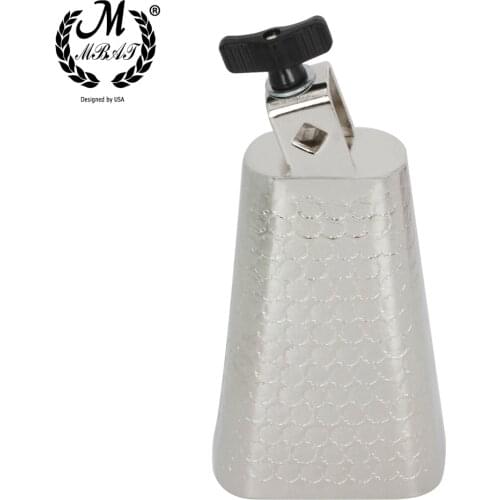 M MBAT 6 Inches Silver Metal Cowbell，Personalized Electroplated Dotting Cow Bell Drum Kit Accessory Percussion Instruments