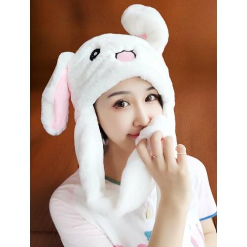 Cartoon novelty magic cute plush airbag control childrens ear rabbit hat toy photo shooting props Kawaii hat gifts for girls