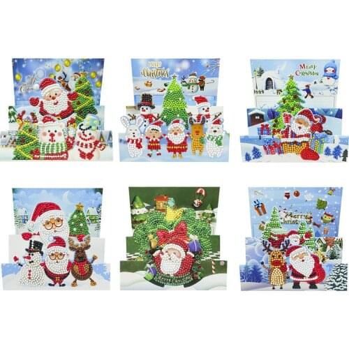 5D DIY Special Shaped Diamond Painting Greeting Card Santa Claus Christmas Diamond Mosaic Handmade Cards Embroidery Kits