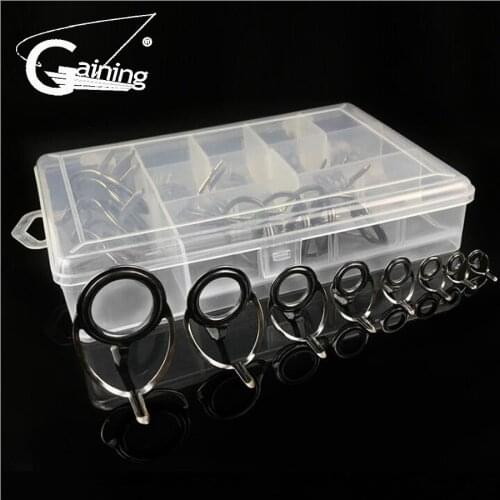 Fishing Rod Guides Sets Tip Repair Kit DIY Building Rod Part Fishing 40pcs 8size Stainless Steel Ceramic Fishing Rod Guide Ring