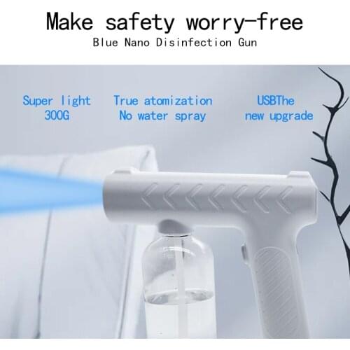 300ml Nano Disinfection Water Spray Gun High-pressure Air Pumps Atomizer Sprayer Blue Light USB Rechargeable For Office Garden