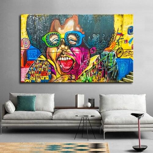 Wall Art Modern Popular Canvas Painting Street Graffiti Art Abstract Poster Wall Art Picture Quadro for Living Room Home Decor