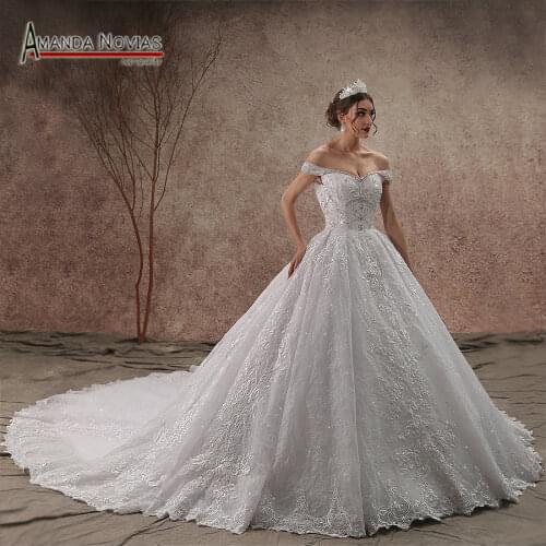 New Collection Off Shoulder Beaded Lace Wedding Dress 2019 NS3433