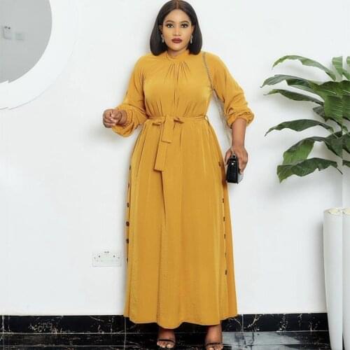 2021 Clothing New Fashion Popite WomenS Dress Solid Round Neck, Loose Style, Long Commuter Skirt