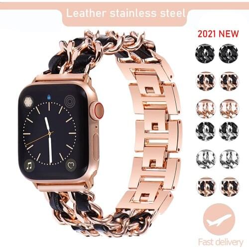 New Women Stainless Steel Strap For Apple Watch 6 5 4 3 Band luxury 38mm 42mm Bracelet for iWatch series 6 5 se 2 40mm 44mm belt