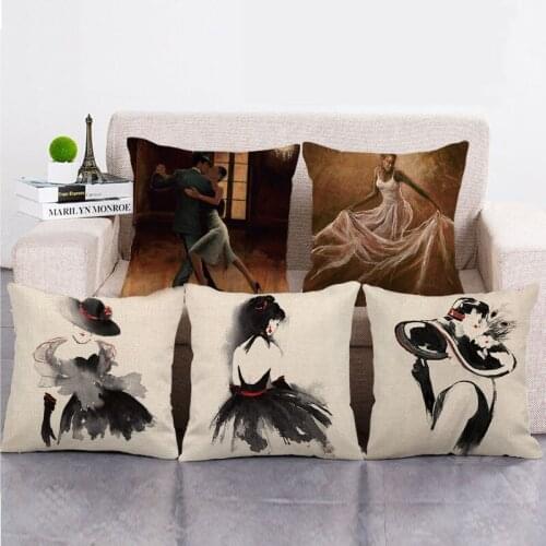 Wholesale 45cm*45cm Portrait of a girl Linen/Cotton Throw Pillow Covers Couch Cushion Cover Home Decor Pillowcase