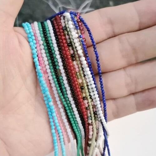 Wholesale Natural Stone Quartz lapis lazuli Garnet Crystal Agates Round Loose Beads 2mm 3mm For Jewelry Making DIY Bracelet Acce