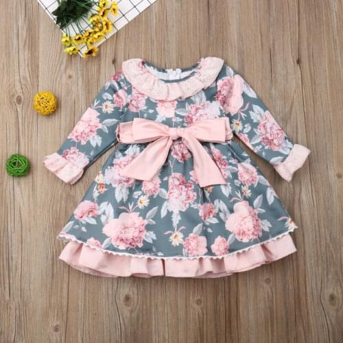 Toddler Kid Baby Girl Flower Tutu Dress Princess Party Dresses Clothes Autumn Long Sleeve Cute Baby Girl Clothes