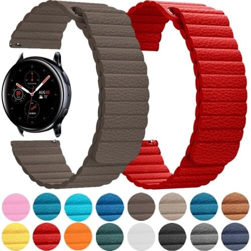 20mm 22mm Loop Leather Strap for Samsung Galaxy Watch Band Active 2 40/44mm Magnetic Bracelet Gear Sport S3 42mm 46mm Wristbands