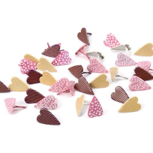 Pattern Heart Brads Scrapbooking Embellishment Fastener Brads Metal Crafts For Diy handmade Decoration 11x16mm 20pcs MZ232-10