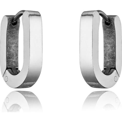 Prevent Allergy Stainless Steel Stud Earrings Vintage Handmade U-Shape Circle Hoop Earrings for Women Girls Hip Hop Rock Jewelry