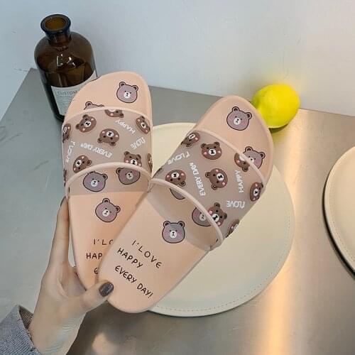 Female Home Slippers Women Indoor Summer Cartoon Soft House Shoes Woman Girls Soft Slides Bathroom Cute Simple PVC Sandals