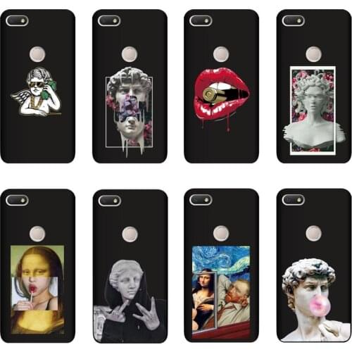 QAQsam Silicone Cover For Alcatel 1V 2019 Case Cartoon Statue Abstract Art Painted Soft TPU Cases Capa Fundas