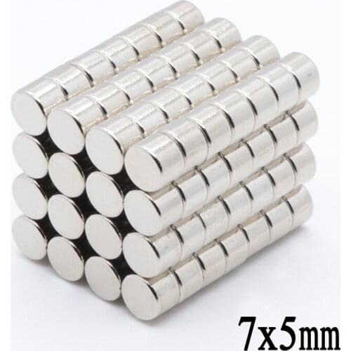 100pcs N35 7x5 mm Super Strong Rare Earth Disc 7*5mm Fridge Permanet Magnet 7mmx5mm Small Round Neodymium Magnet