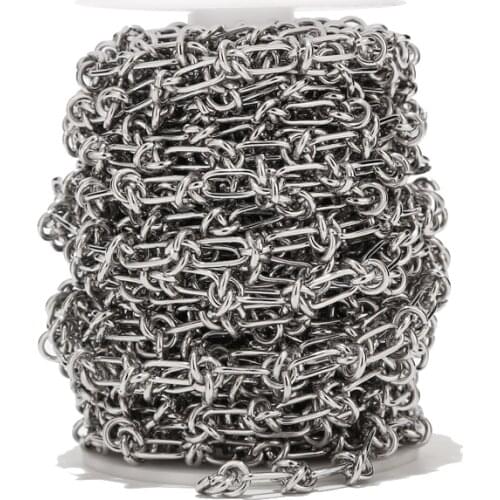 1Meter Stainless Steel 6mm Width Multiple Circles Heavy Chains Handmade Link Chain Bulk For DIY Jewelry Craft Making Top Quality