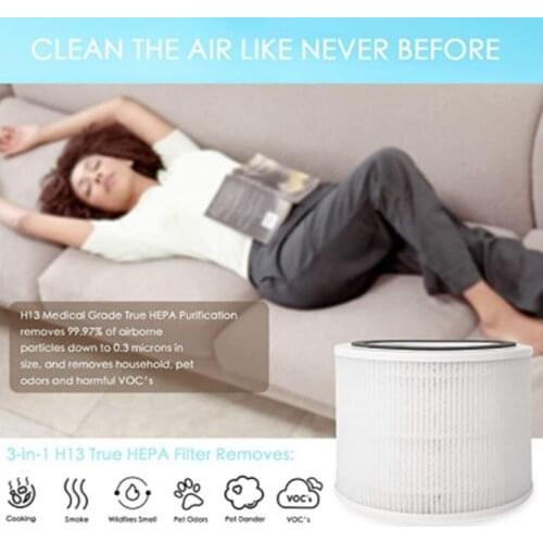 Core 350 Air Purifier Replacement Filter, 3-in-1 True HEPA Filter, Air Cleaner High Efficiency Particulate Filter