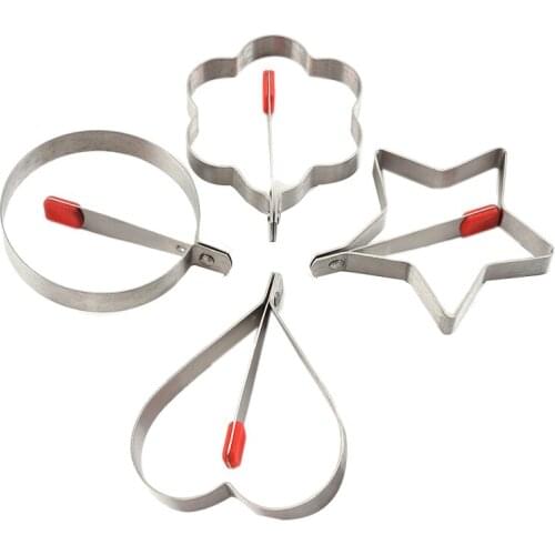Egg Rings with Handle,Set of 4Pcs Stainless Steel Egg Cooker Mold Pancake Mold Egg Poacher for Cooked Eggs/Poache