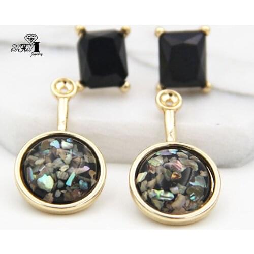 YaYi Jewelry Black Glass Rhinestone Dangle Crystal Earring Womens Ancient Silver Color Gem Long Tassels Earrings Gift 1289
