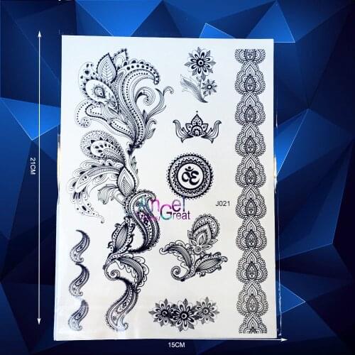 1PC Large Peacock Sexy Makeup Henna Waterproof Tattoo Body Art Flash Fake Tattoo Stickers tatouage taty Jeweldy Designs ABJ021