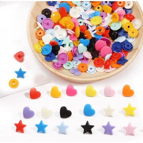 10Sets/Lot Multicolor KAM Brand Heart Shaped Round Plastic Snap Combined Button Fastener For Baby Diaper Clothes Clips Buttons