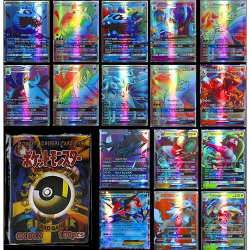 100pcs Pokemon MEGA GX Shining Cards Box TAKARA TOMY Playing Game Card Battle Trading Kaarten Carte Kids Children Toy Gift