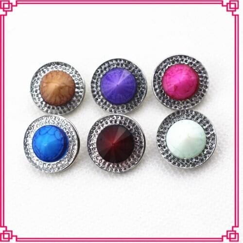 2016 New arrive 30pcs/lot 18mm glass mix 6 color natural stone snap buttons for snap bracelet jewelry