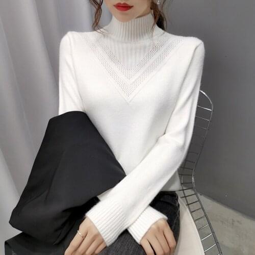 2021 Turtleneck Women Autumn Winter Womens Knitted Sweater Thicken Fashion Warm Loose Female Tops Clothing Thread Jumper Mujer