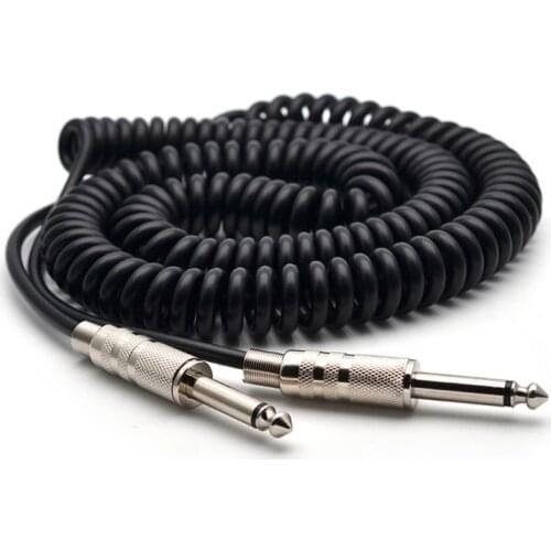 5m Guitar Bass Spring Mini-Plug Cable Line Connector 6.35mm Straight Angle Plug U2JB