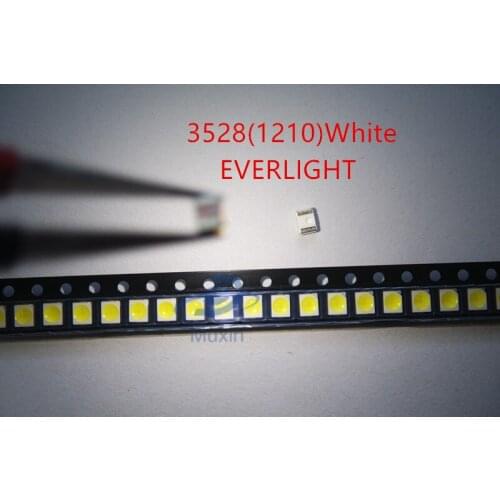 500pcs EVERLIGHT 3528 1210 SMD LED White Gold Line/Copper bracket Surface Mount smd 3528 led diodes Lighting PLCC-2 Pure White