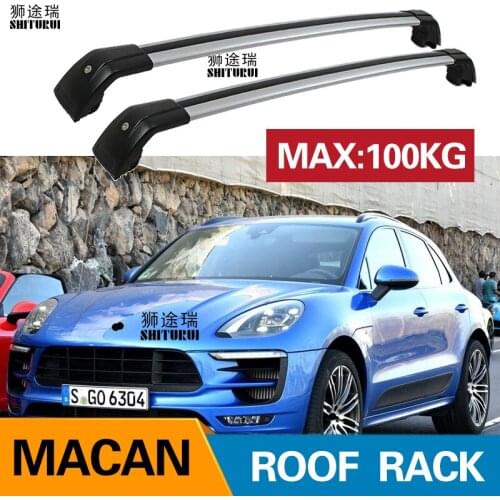 2Pcs Roof bars For PORSCHE Macan, 5-dr SUV, 2014+2018 2019 Aluminum Alloy Side Bars Cross Rails Roof Rack Luggage CUV SUV