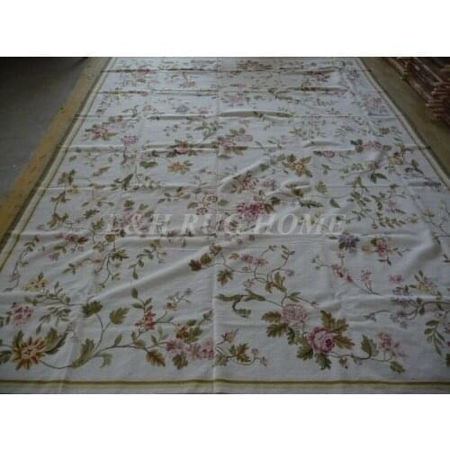 Free shipping 9'x12' needlepoint carpet/rug, handmade carpet, 100% New Zealand Wool high quality , pink roses