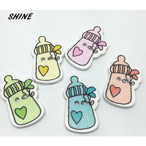 SHINE Wooden Sewing Buttons Scrapbooking Feeding Bottle 2 Holes 36 x 25mm 24 PCs Costura Botones bottoni botoes