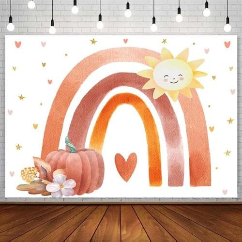 Bohemian Rainbow Backdrop Newborn Baby Shower Pumpkin Sun Love Floral Banner Photography Background Photo Studio Photozone Decor
