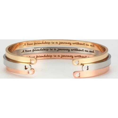 4mm Customized Personality Engrave Coordinate Text Heart Hole Cuff Bangle Stainless Steel Bracelet Men Women Gifts for Lovers